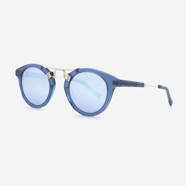 Round Acetate And Metal Combined Female Sunglasses 24A8257