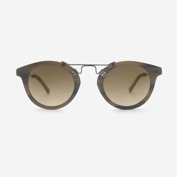 Round Acetate And Metal Combined Female Sunglasses 24A8257