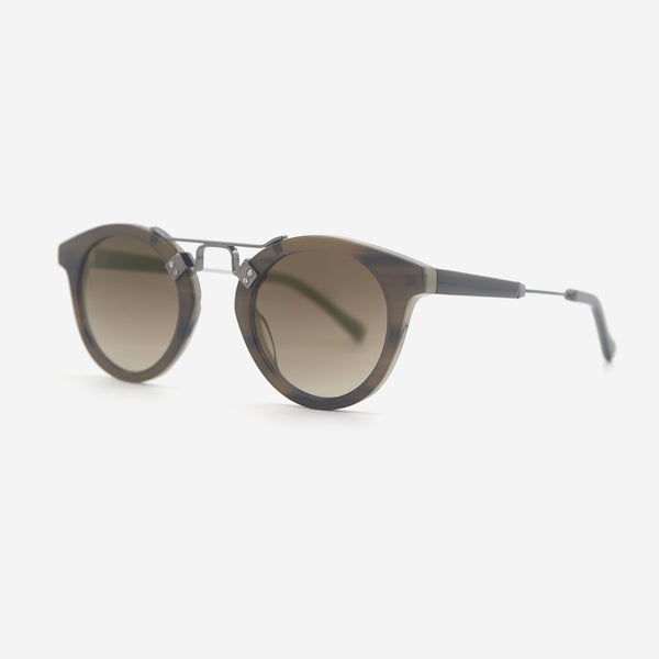 Round Acetate And Metal Combined Female Sunglasses 24A8257