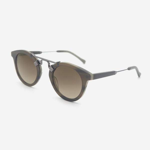 Round Acetate And Metal Combined Female Sunglasses 24A8257