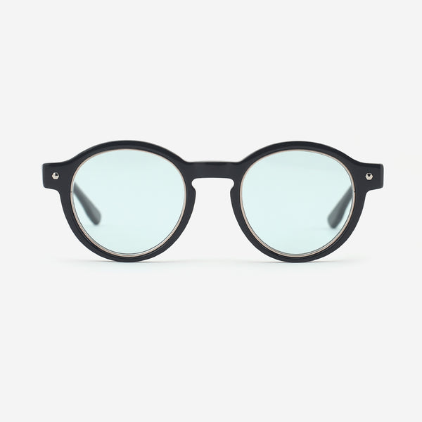 Round Acetate And Metal Combined Female Sunglasses 24A8285