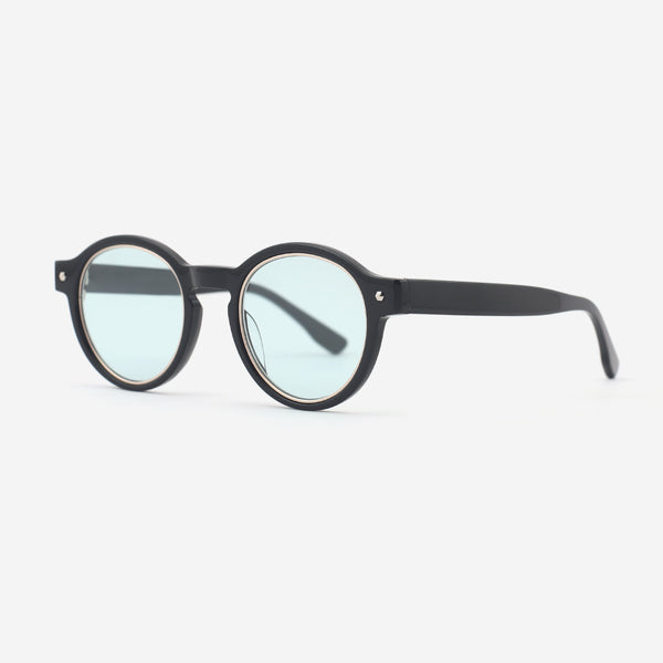 Round Acetate And Metal Combined Female Sunglasses 24A8285