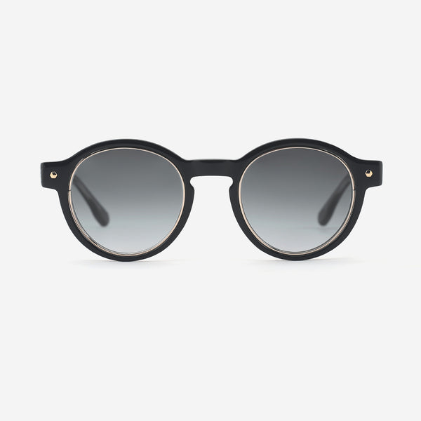 Round Acetate And Metal Combined Female Sunglasses 24A8285