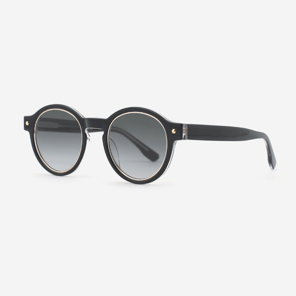 Round Acetate And Metal Combined Female Sunglasses 24A8285
