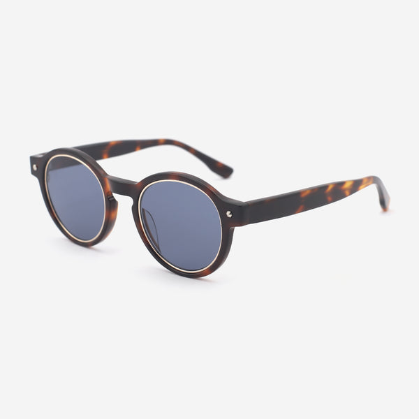 Round Acetate And Metal Combined Female Sunglasses 24A8285