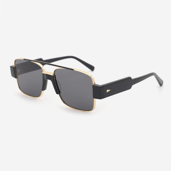 Modern Square Metal and Acetate Unisex Sunglasses 24M7021