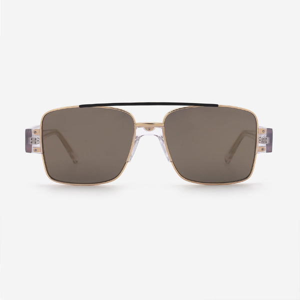 Modern Square Metal and Acetate Unisex Sunglasses 24M7021