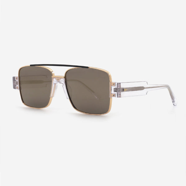 Modern Square Metal and Acetate Unisex Sunglasses 24M7021