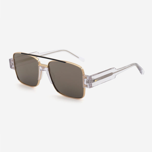 Modern Square Metal and Acetate Unisex Sunglasses 24M7021