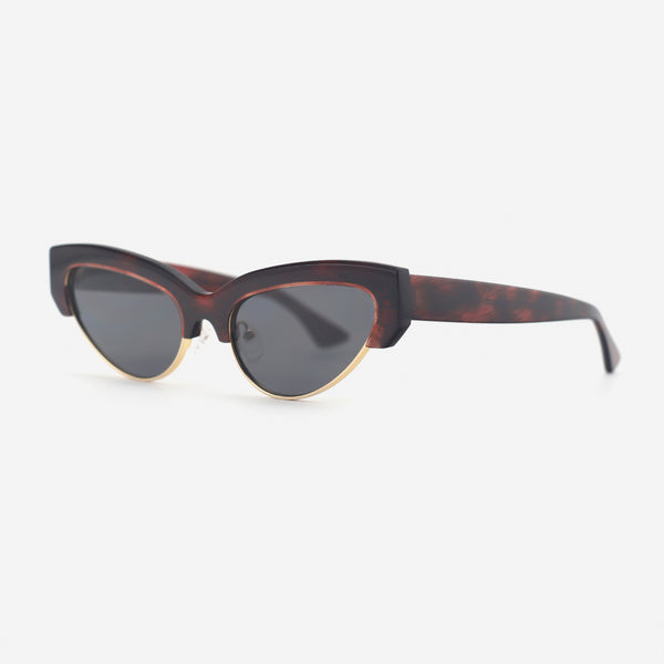 Cat-Eye Acetat And Metal Combined Female Sunglasses 25A8018