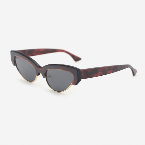 Cat-Eye Acetat And Metal Combined Female Sunglasses 25A8018
