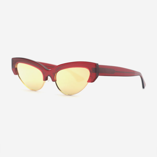 Cat-Eye Acetat And Metal Combined Female Sunglasses 25A8018