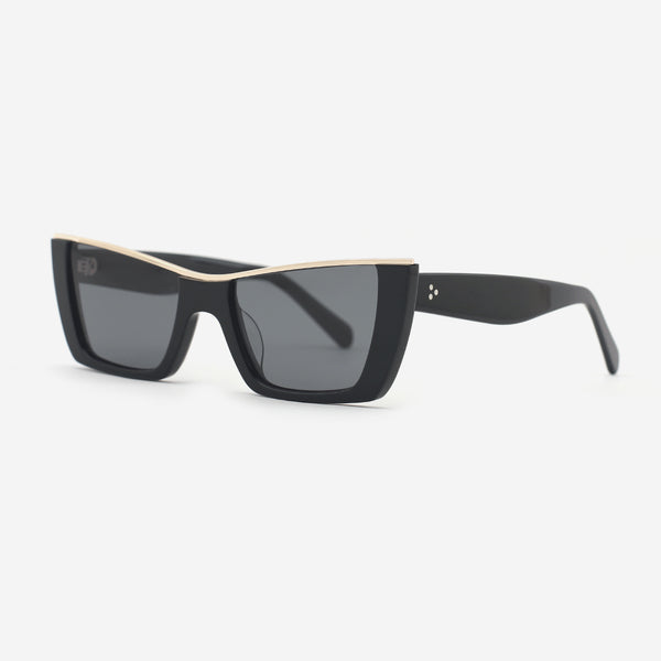 Cat Eye Acetate And Metal Combined Female Sunglasses 25A8020