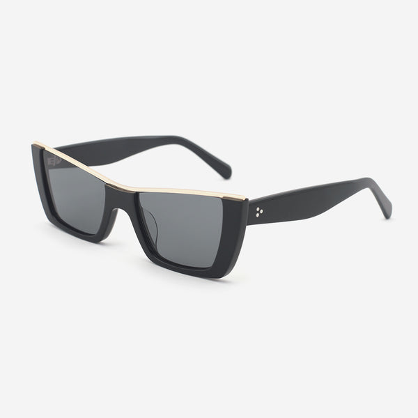 Cat Eye Acetate And Metal Combined Female Sunglasses 25A8020