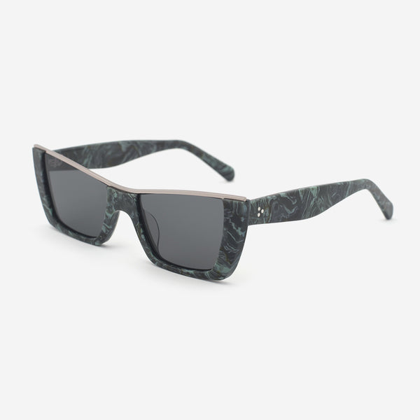 Cat Eye Acetate And Metal Combined Female Sunglasses 25A8020