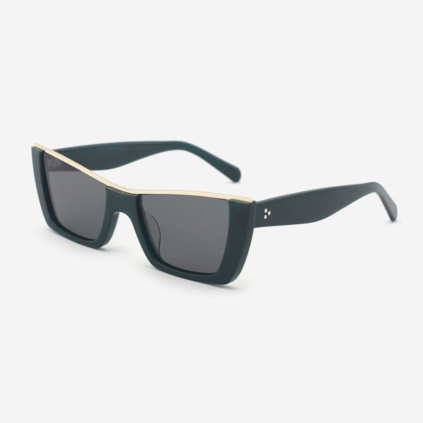 Cat Eye Acetate And Metal Combined Female Sunglasses 25A8020