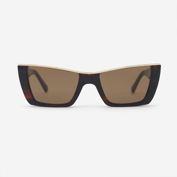 Cat Eye Acetate And Metal Combined Female Sunglasses 25A8020