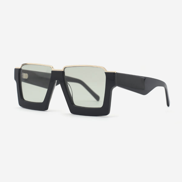 Irregular Acetate and Metal Combined Unisex Sunglasses 25A8021