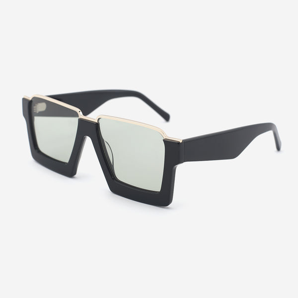 Irregular Acetate and Metal Combined Unisex Sunglasses 25A8021