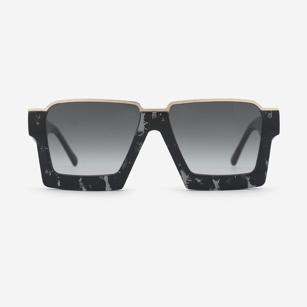 Irregular Acetate and Metal Combined Unisex Sunglasses 25A8021