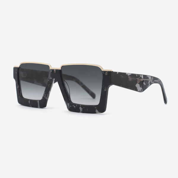 Irregular Acetate and Metal Combined Unisex Sunglasses 25A8021