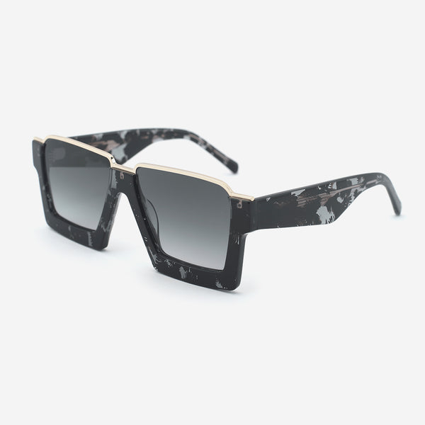 Irregular Acetate and Metal Combined Unisex Sunglasses 25A8021