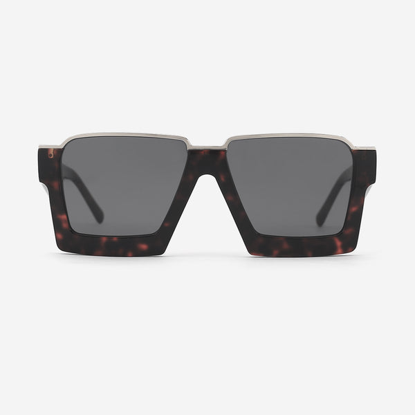 Irregular Acetate and Metal Combined Unisex Sunglasses 25A8021