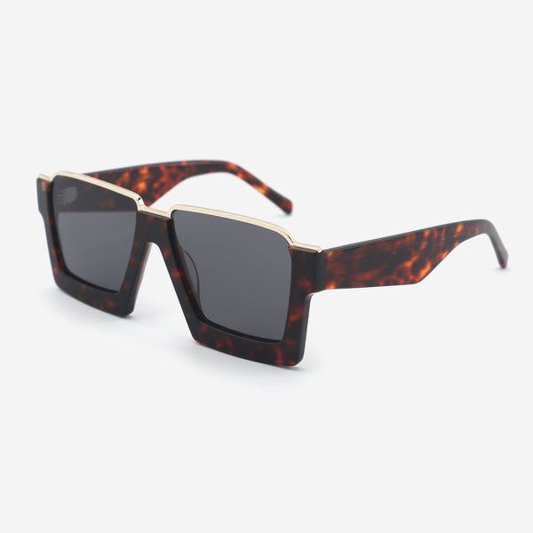 Irregular Acetate and Metal Combined Unisex Sunglasses 25A8021