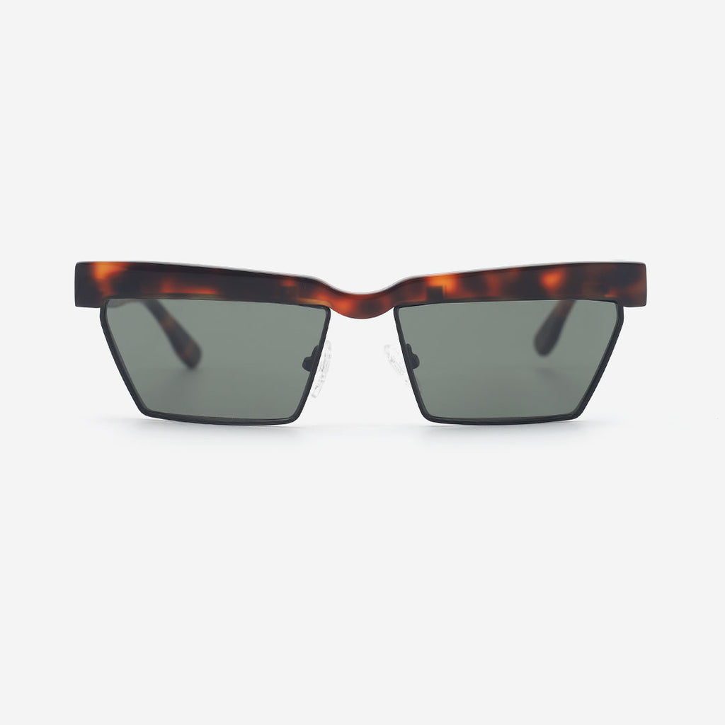 Rectangle Acetate And Metal Combined Unisex Sunglasses 25A8048