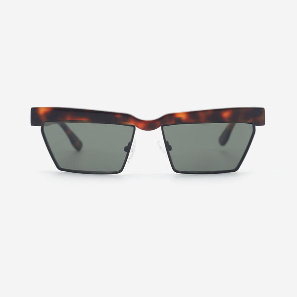Rectangle Acetate And Metal Combined Unisex Sunglasses 25A8048