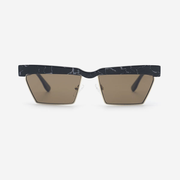 Rectangle Acetate And Metal Combined Unisex Sunglasses 25A8048