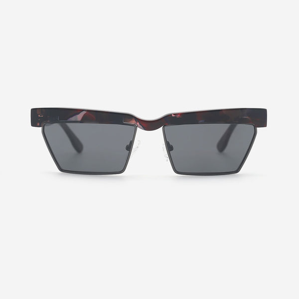 Rectangle Acetate And Metal Combined Unisex Sunglasses 25A8048