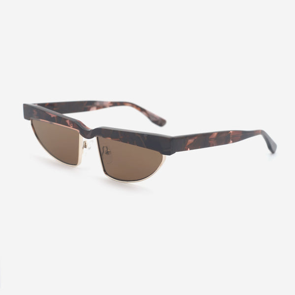 Cat Eye Acetate And Metal Combined Female Sunglasses 25A8049