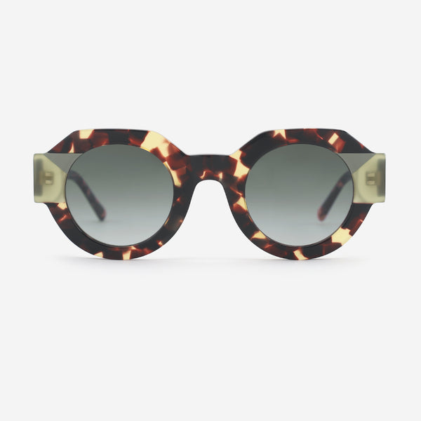 Polygon Round Laminated Acetate Women's Sunglasses 25A8065