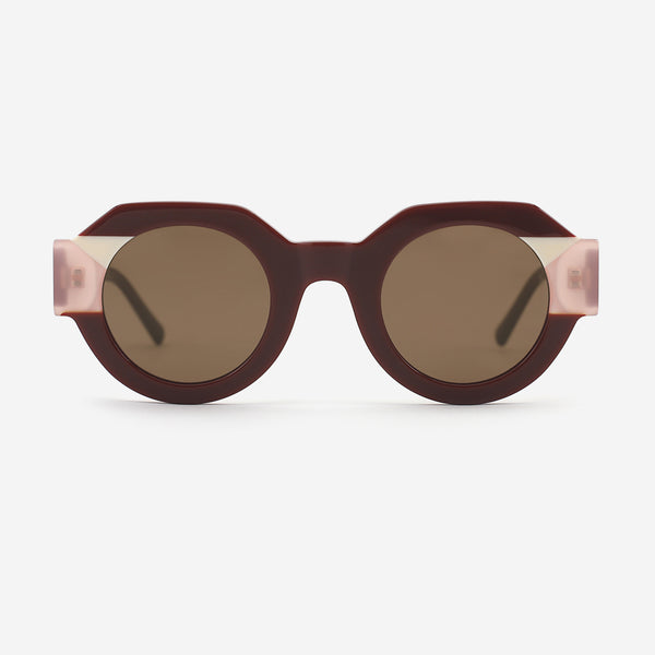 Polygon Round Laminated Acetate Women's Sunglasses 25A8065