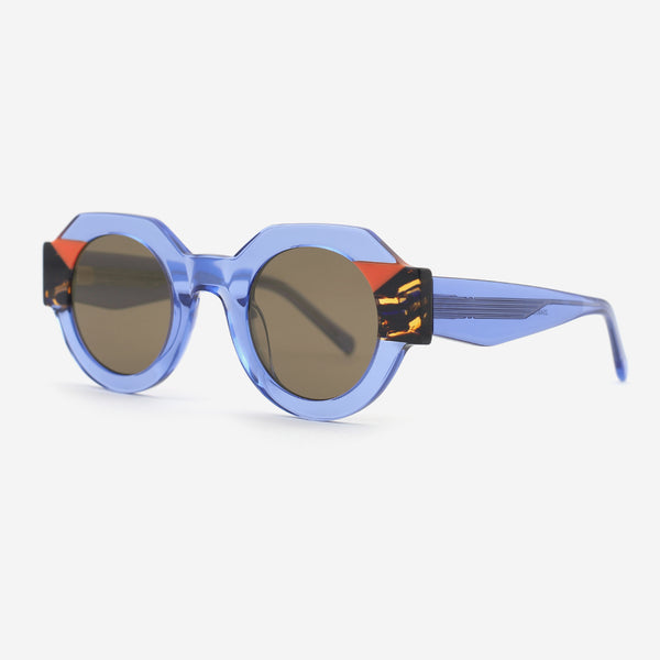 Polygon Round Laminated Acetate Women's Sunglasses 25A8065