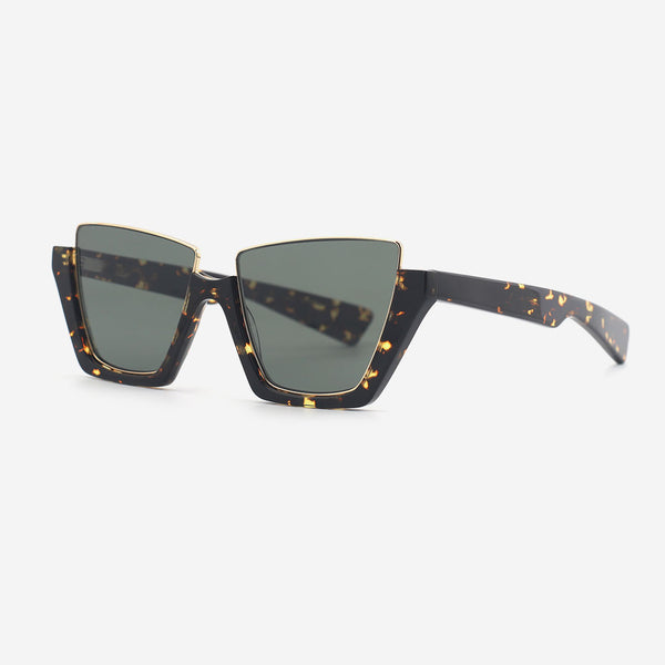 Cat Eye Acetate And Metal Combined Female Sunglasses 25A8122