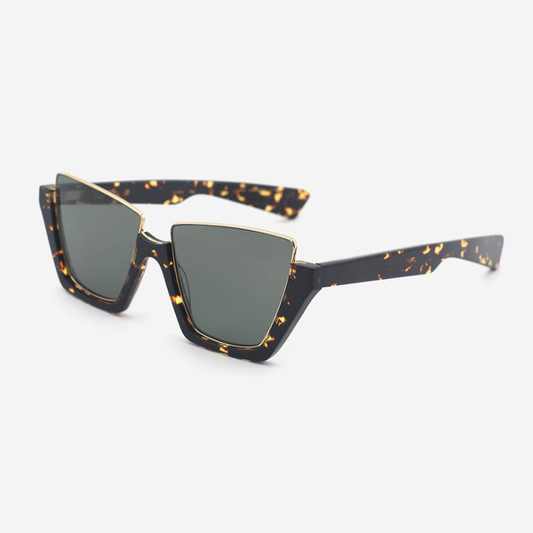 Cat Eye Acetate And Metal Combined Female Sunglasses 25A8122