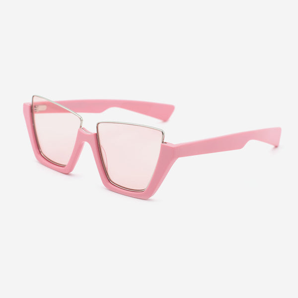 Cat Eye Acetate And Metal Combined Female Sunglasses 25A8122