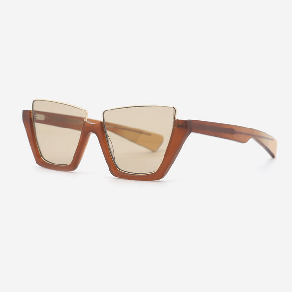 Cat Eye Acetate And Metal Combined Female Sunglasses 25A8122