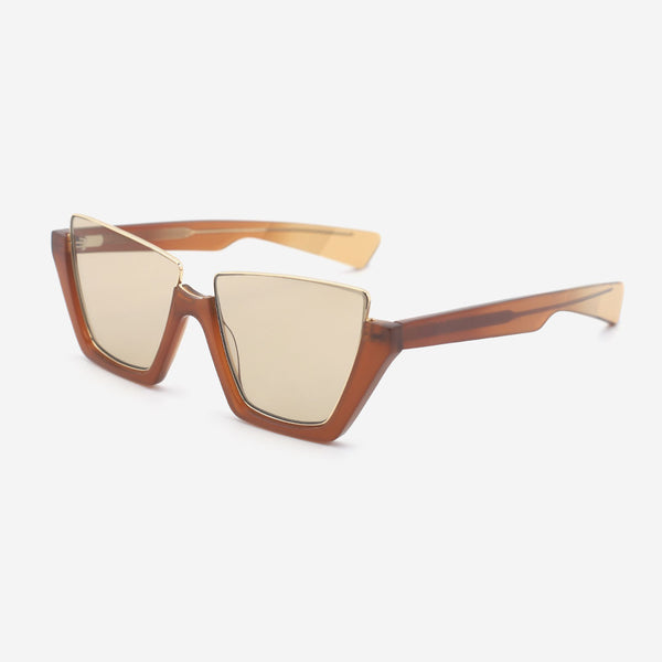 Cat Eye Acetate And Metal Combined Female Sunglasses 25A8122