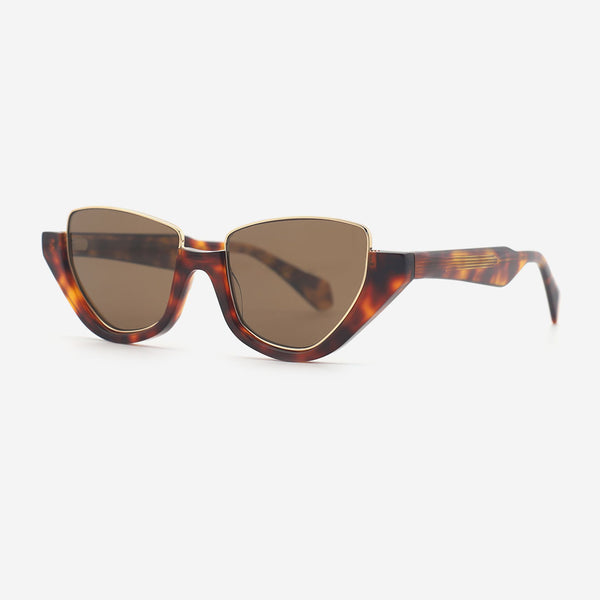 Cat Eye Acetate And Metal Combined Female Sunglasses 25A8123