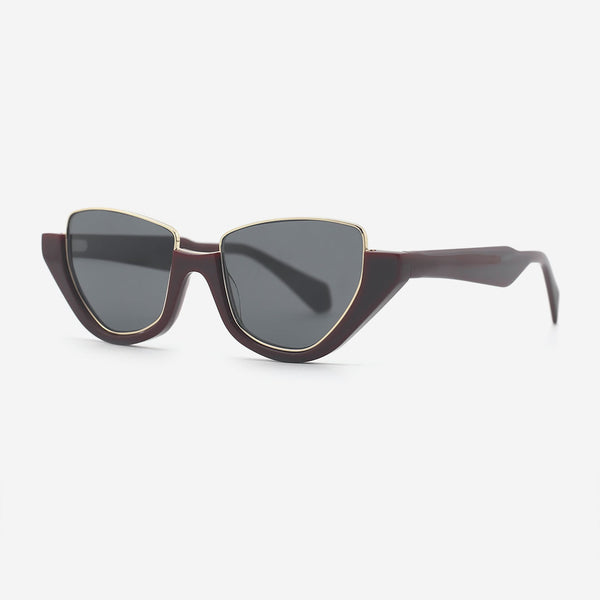 Cat Eye Acetate And Metal Combined Female Sunglasses 25A8123