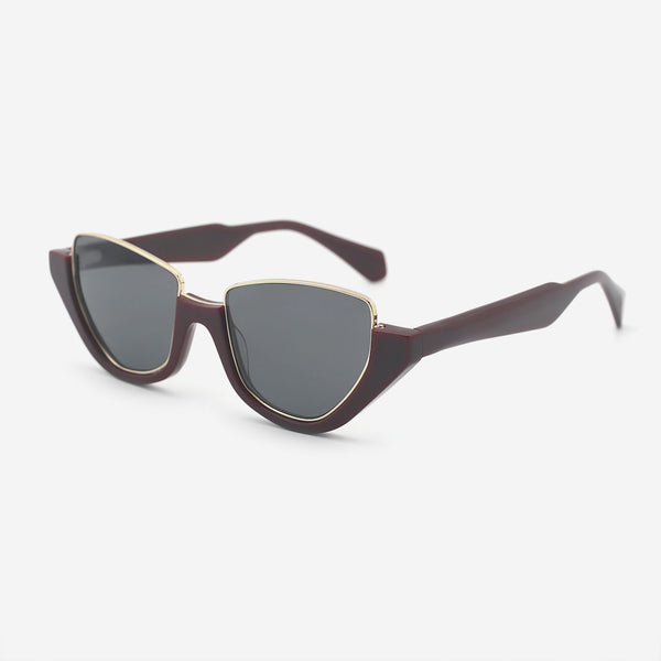 Cat Eye Acetate And Metal Combined Female Sunglasses 25A8123