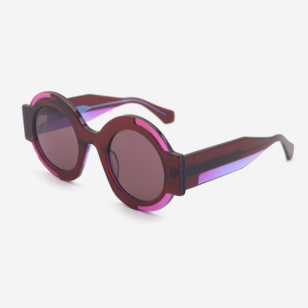 Thick Round Acetate Female Sunglasses 25A8208