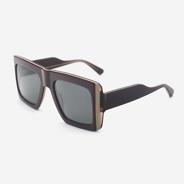 Rectangle Laminated Acetat Unisex Sunglasses 25A8221