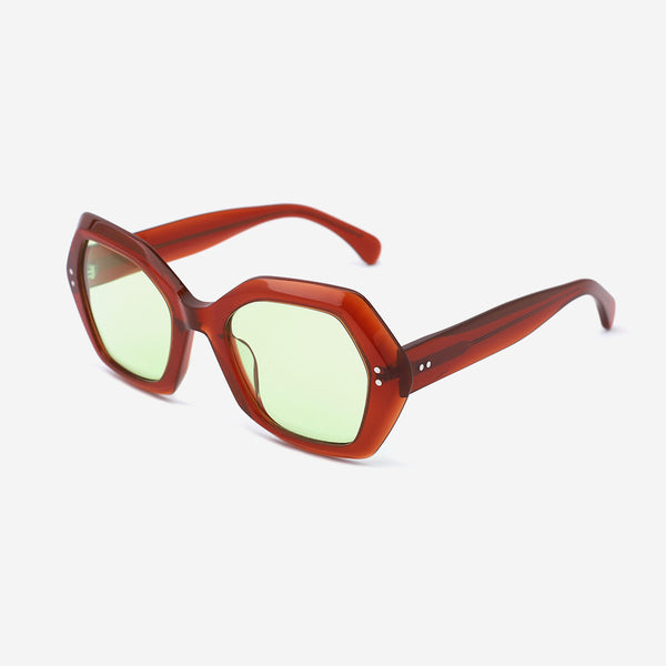 Hexagon-framed Acetate Female Sunglasses 22A8054