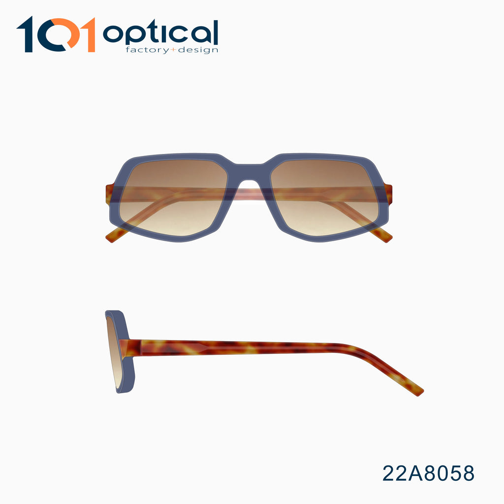 Rectangle and Dimensional Acetate Unisex Sunglasses 22A8058