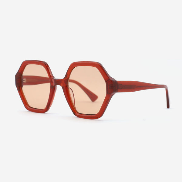 Arc Hexagon and Dimensional Acetate Unisex Sunglasses 22A8064