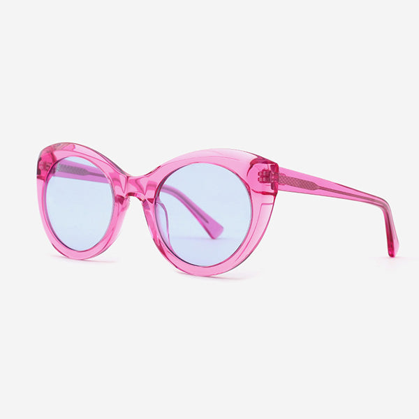Round Cat-eye bevel Acetate Female Sunglasses 22A8067